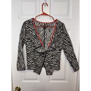Yoana Baraschi One Button Black White Zebra Blazer Jacket Size 4 0773-X